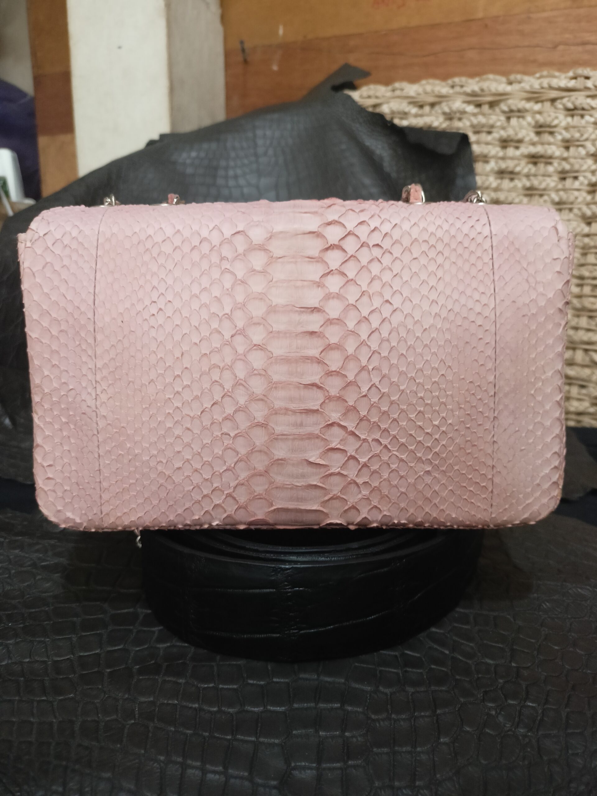Pink Women's Purses Genuine Phyton Skin Women's Shoulder handmade - Image 3