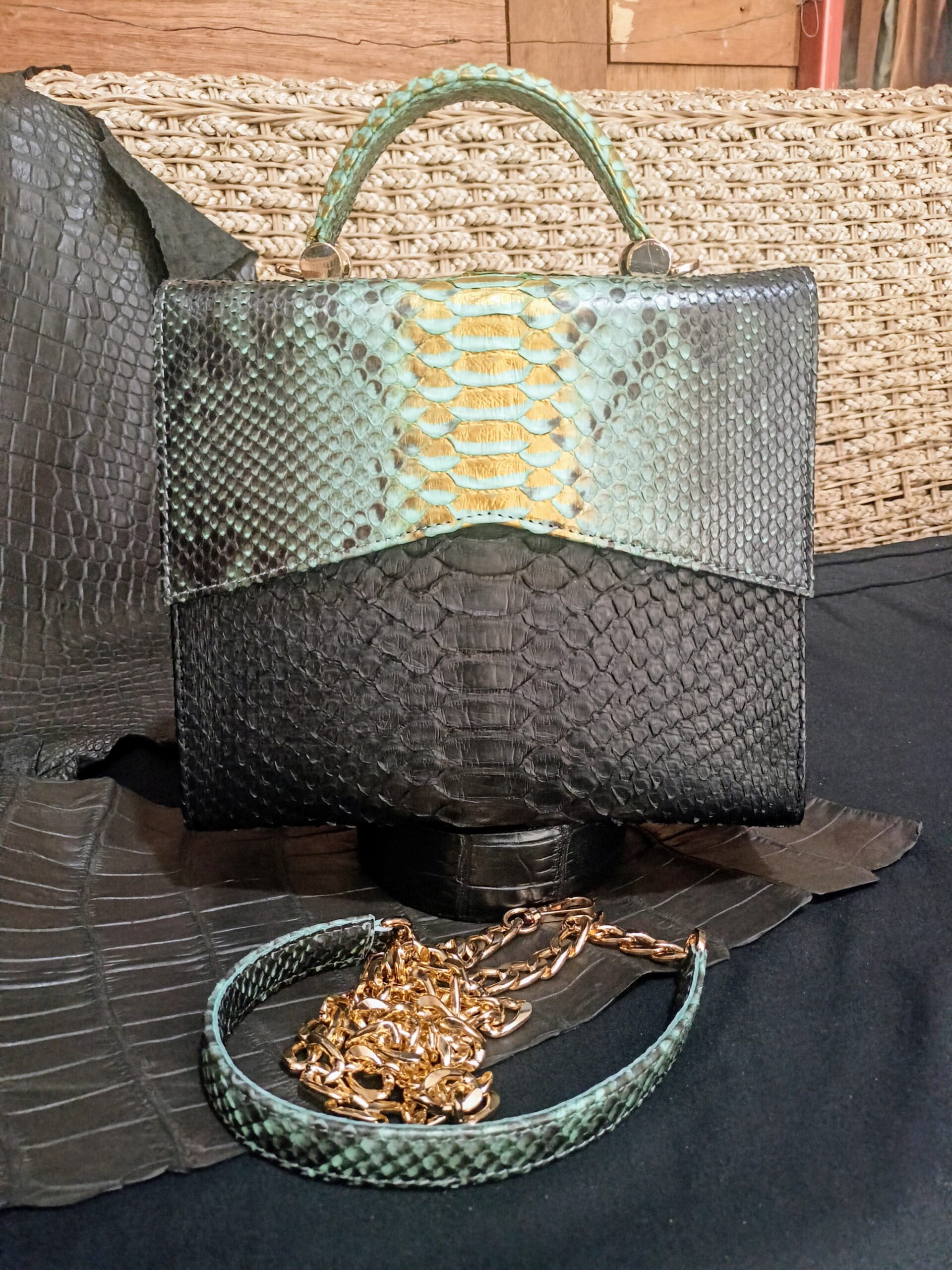 Genuine Phyton Skin Women's Elegant Top Handle