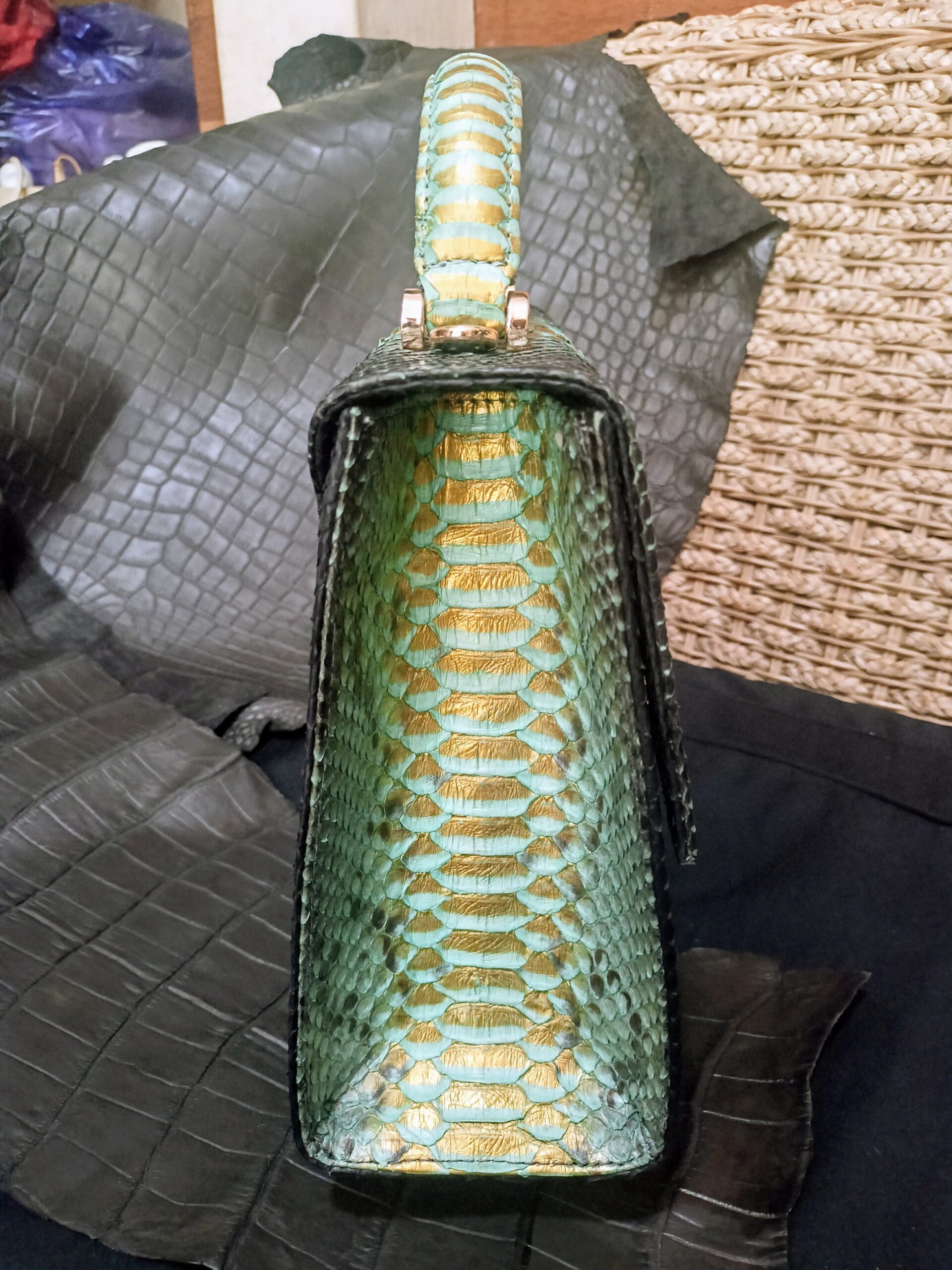 Genuine Phyton Skin Women's Elegant Top Handle - Image 5