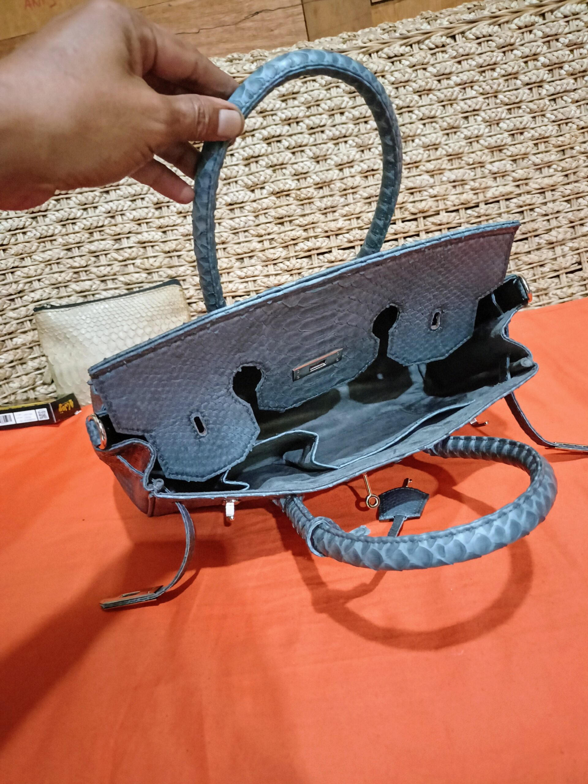 Genuine Phyton Skin Women's Top Handle women's Shoulder Bag Women's Luxury Bag - Image 4