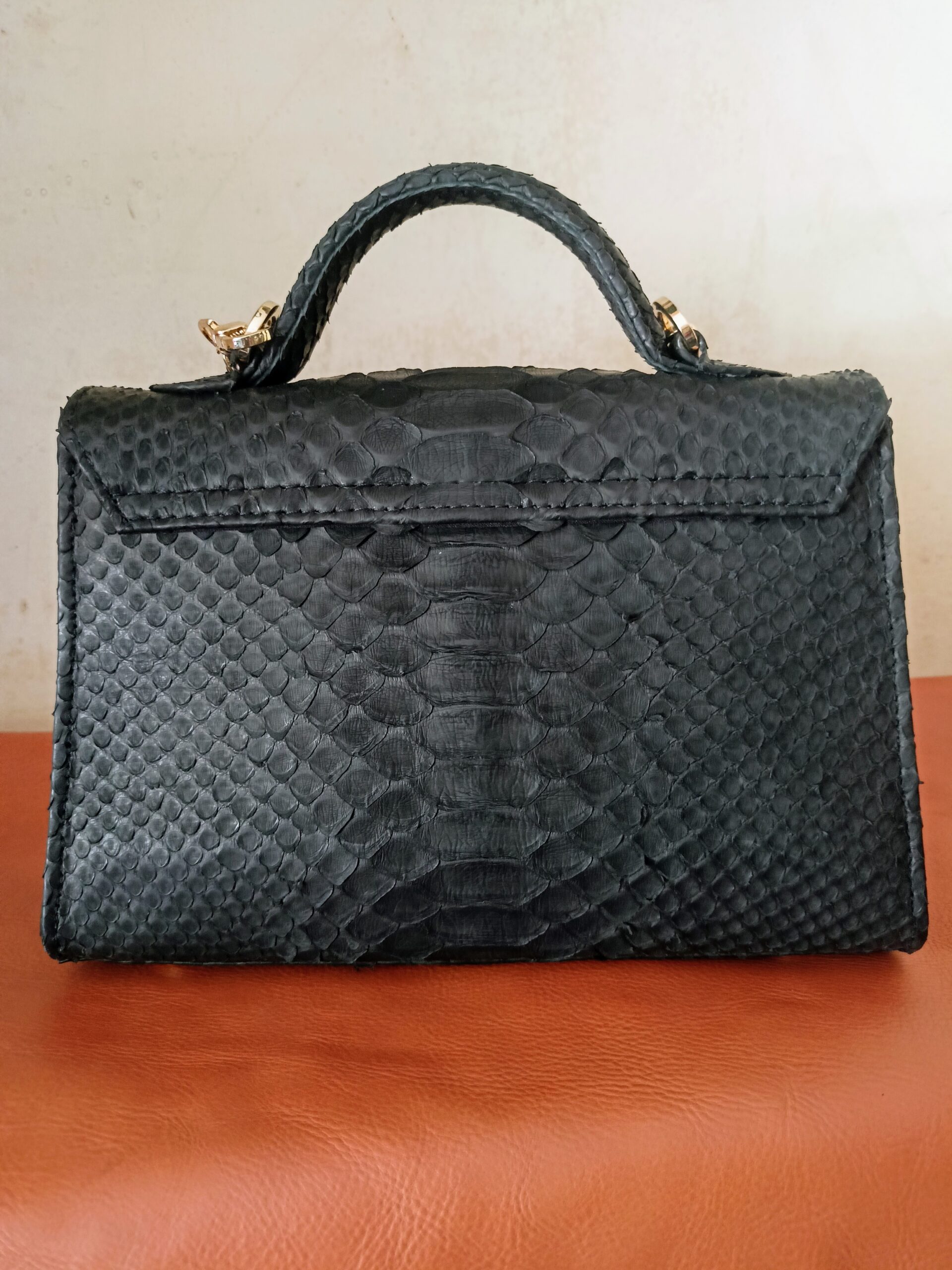 Black Women's Purses Genuine Phyton Skin Women's handbag handmade - Image 2