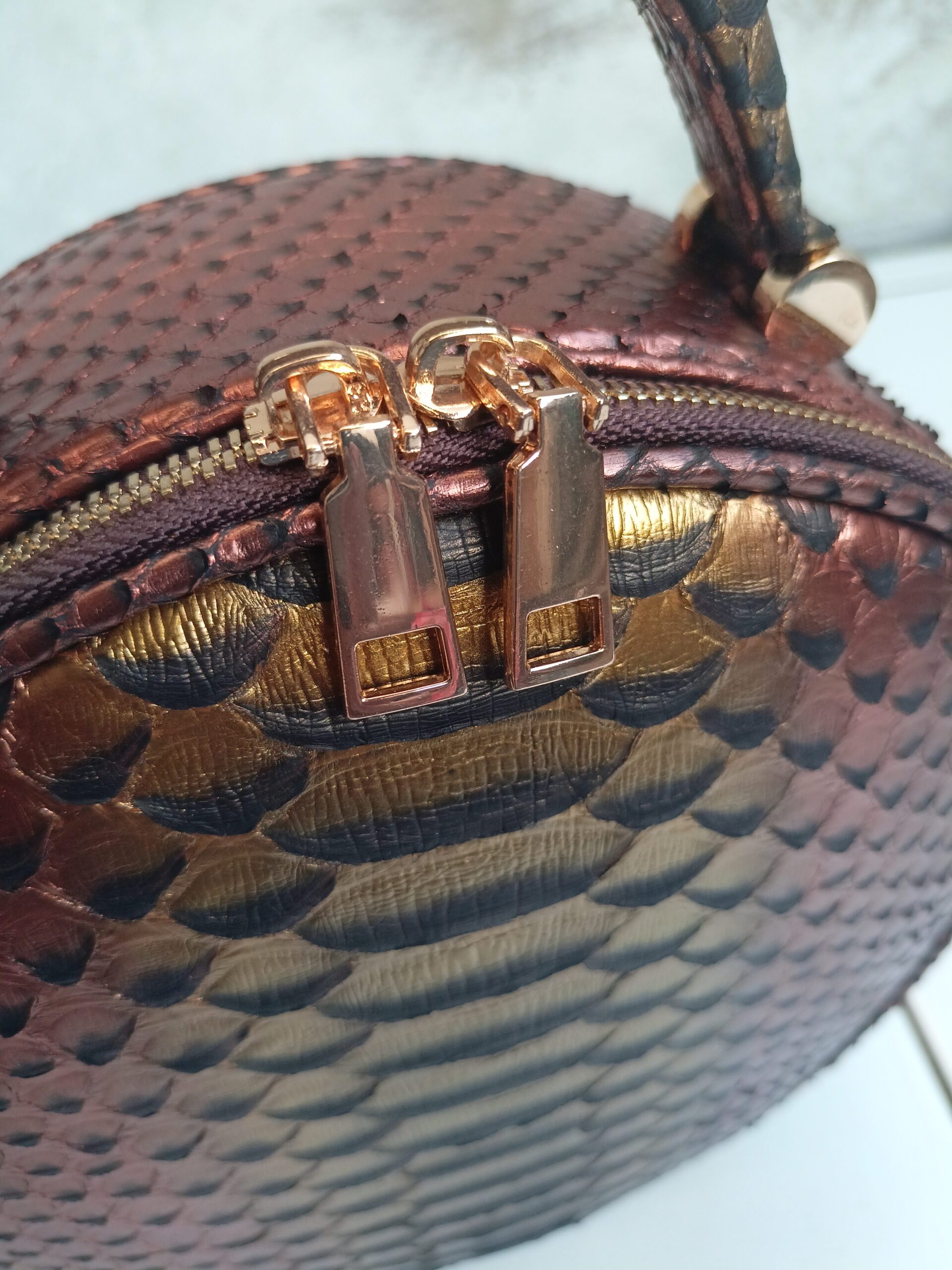 Handmade Snake Skin Women's Round Bag - Image 2